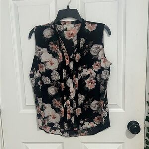 Calvin Klein Black and White Floral Blouse